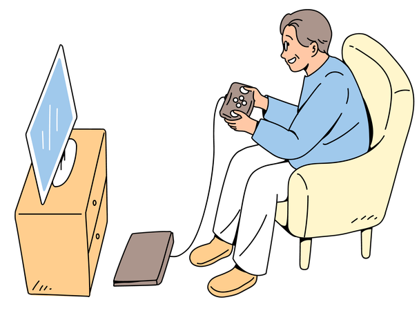 Seniors playing game  Illustration