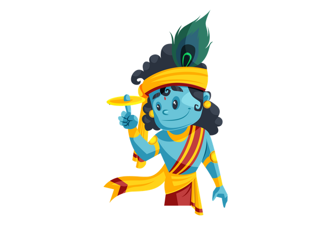 Señor indio Krishna con Sudarshana Chakra  Ilustración