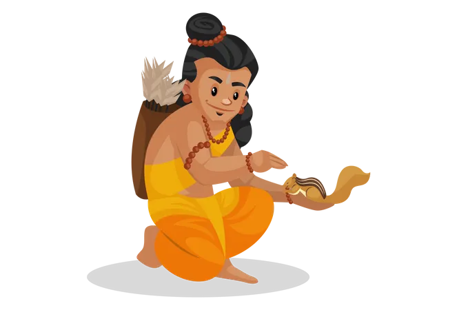 Lord Ram mimando a la ardilla  Ilustración
