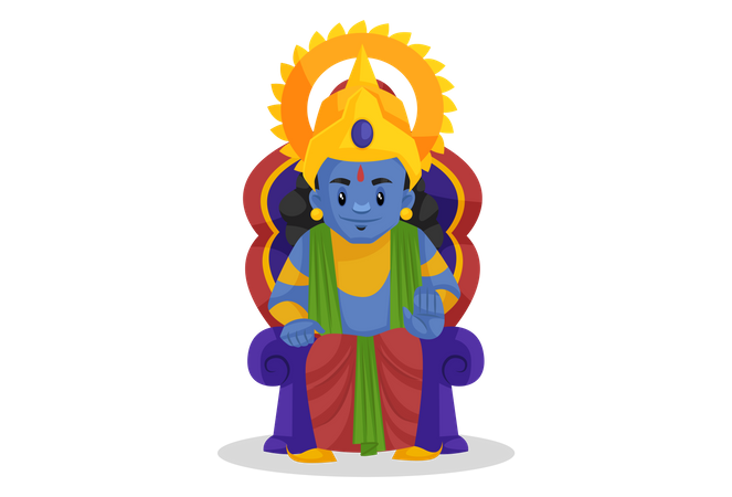 Lord Ram sentado en el trono  Ilustración