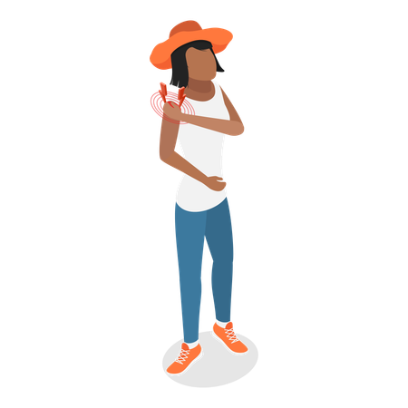 Señora con dolor en la articulación del hombro  Ilustración