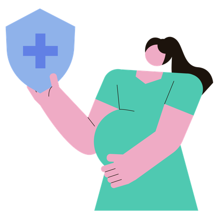 Señora embarazada con seguro de maternidad  Ilustración