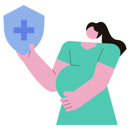 Señora embarazada con seguro de maternidad  Ilustración