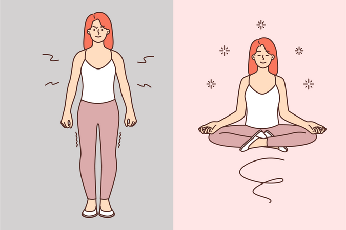 Señorita haciendo ejercicios de yoga  Ilustración