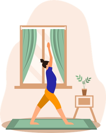Señorita haciendo Surya Namaskar Yoga en casa  Ilustración