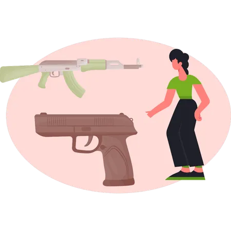 Señorita mostrando armas  Illustration