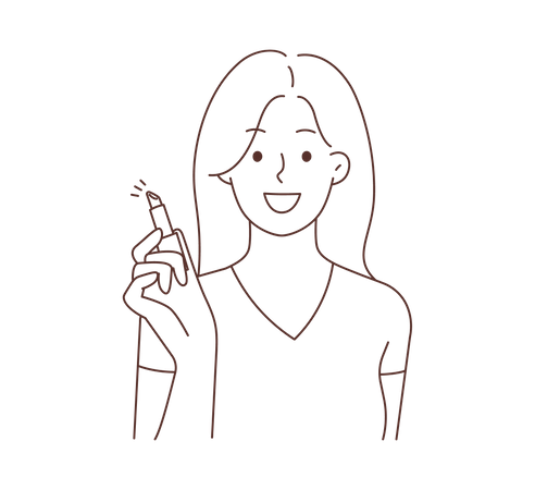 Señorita mostrando lápiz labial  Ilustración