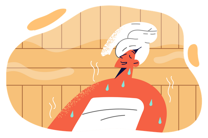 Señorita tomando baño de vapor  Ilustración