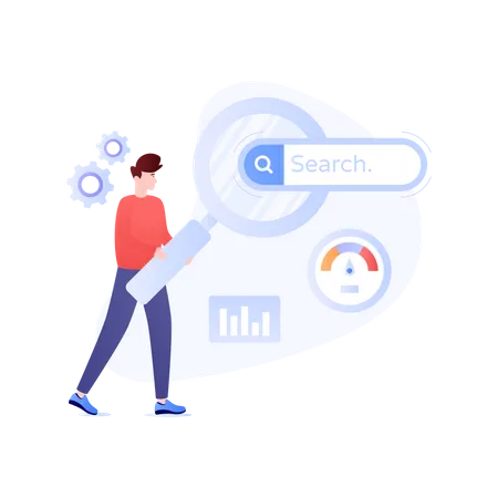 Person Searching Data Online Flat Illustration Of SEO イラスト