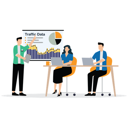SEO Expert Analyzing Traffic Data  Illustration