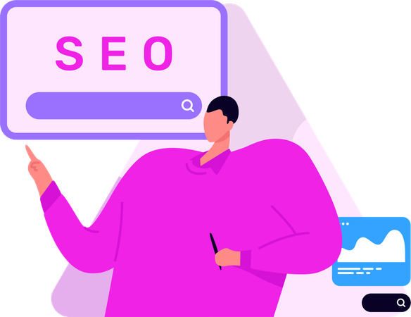 Seo Expert Showing Seo Analysis Report  Illustration