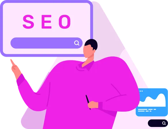 Seo Expert Showing Seo Analysis Report  Illustration