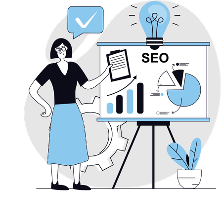 SEO 분석을 보여주는 사업가  일러스트레이션