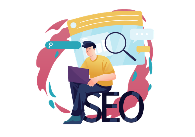 SEOリサーチをしている男性  イラスト