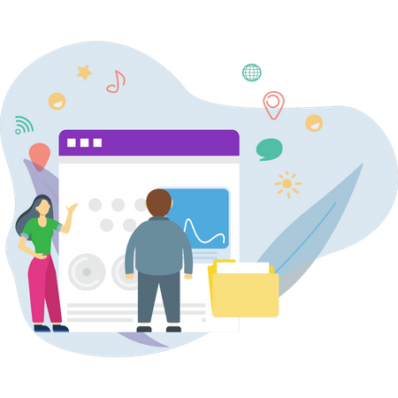 SEO monitoring by team  Illustration