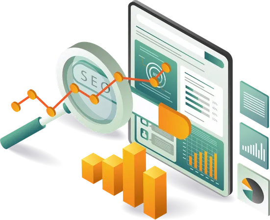 SEO-Optimierung – Entwicklung – Datenanalyse  Illustration