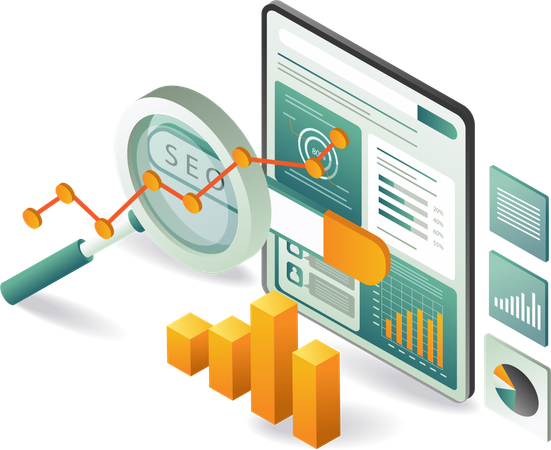 SEO Optimization Development Data Analysis  Illustration