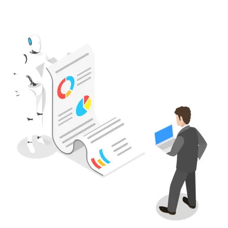 Flat Isometric Vector Concept Of Automated SEO Report Website Performance Data Analysis Web Analytics Digital Marketing Strategy Illustration