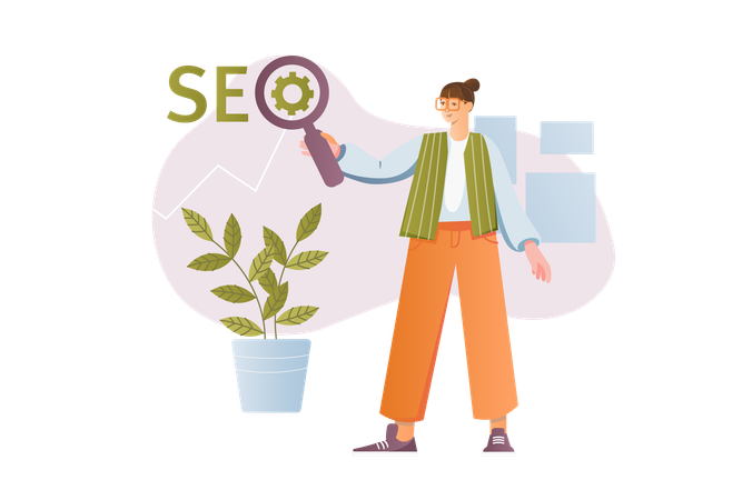 SEO specialist develops business strategy  Illustration