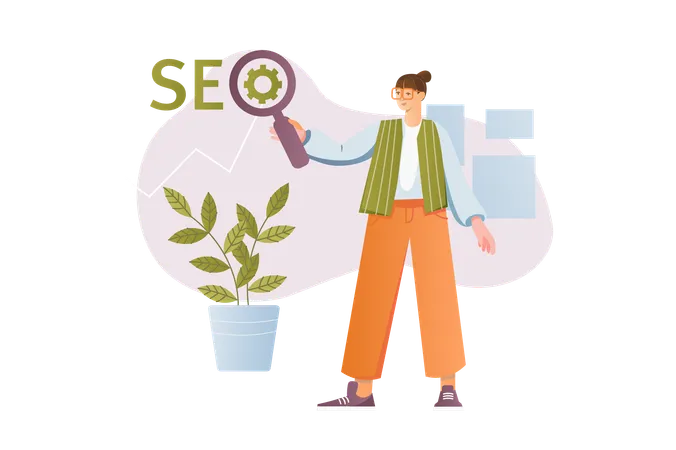 SEO specialist develops business strategy  Illustration