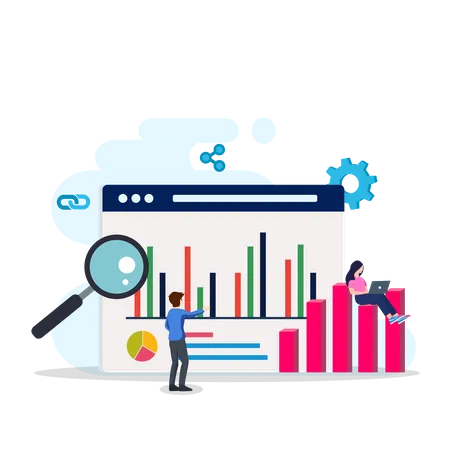 Seo Team analyze data  Illustration