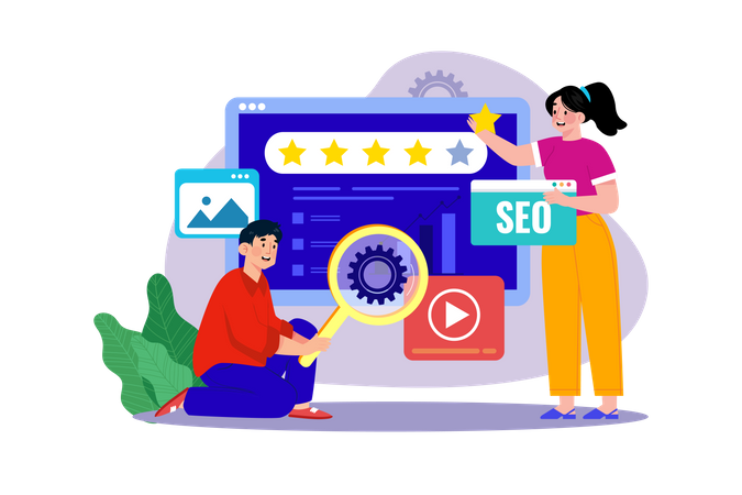 Seo Team Working For Seo Ranking  Illustration