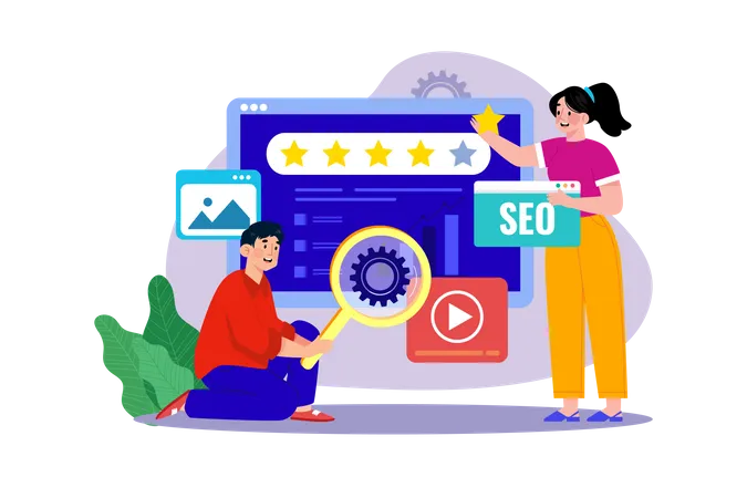 Seo Team Working For Seo Ranking  Illustration