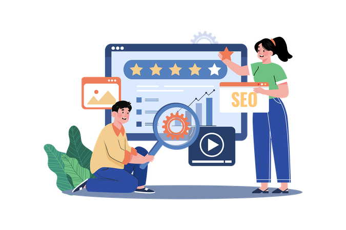 Seo Team Working For Seo Ranking  イラスト