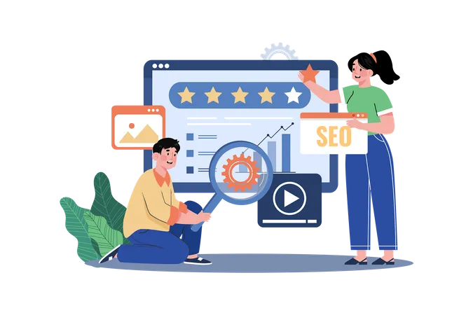 Seo Team Working For Seo Ranking  イラスト