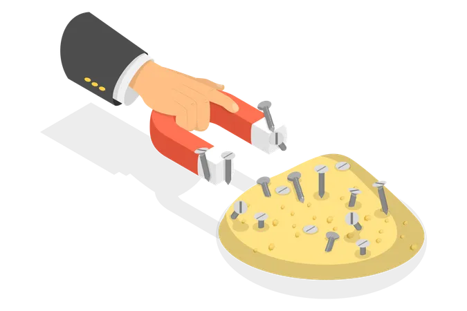 Separating Iron Filings from Sand with a Magnet  Illustration