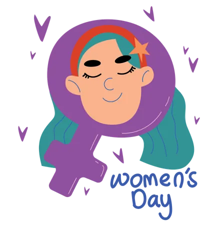 A Serene Purple Themed Illustration For Womens Day Featuring A Smiling Woman With Closed Eyes Representing Peace And Empowerment Illustration