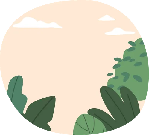 Serene Landscape With Trees Stretching Towards A Vivid Sky Natures Beauty Unfolds As The Lush Foliage Harmoniously Contrasts With The Vast Captivating Expanse Above Cartoon Vector Illustration イラスト