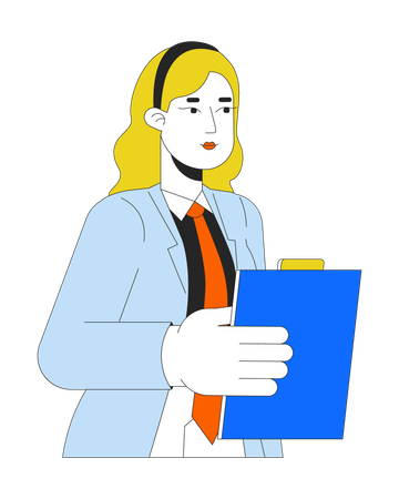 Serious female secretary office worker  Illustration