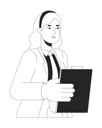 Serious female secretary office worker  Illustration