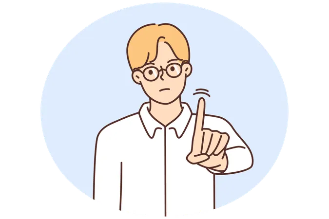 Serious man show finger say no  Illustration