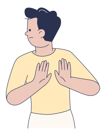 Serious Man Show Stop Hand Gesture  Illustration