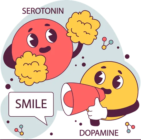 Serotonin and dopamine effect  Illustration
