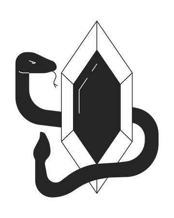 Serpent autour d'un diamant ancien  Illustration
