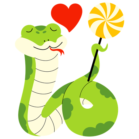 Serpiente sosteniendo un caramelo  Ilustración