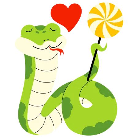 Serpiente sosteniendo un caramelo  Ilustración