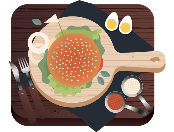 Served Burger Illustration