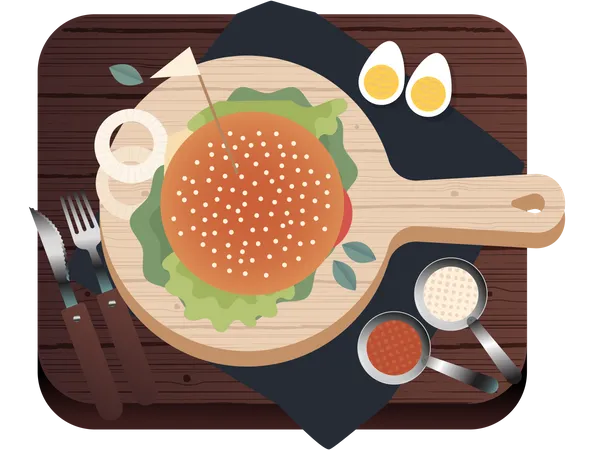 Served Burger Illustration
