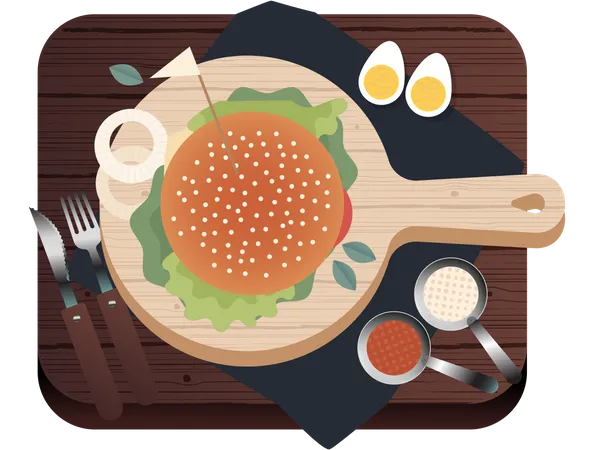 Served Burger  Illustration