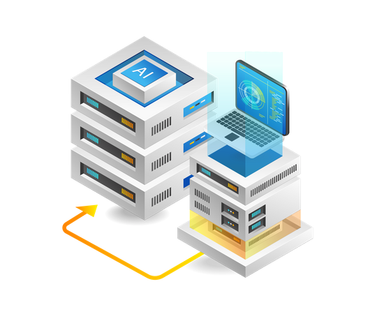 Server analysis artificial intelligence  Illustration