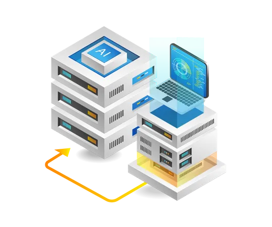 Server analysis artificial intelligence  Illustration