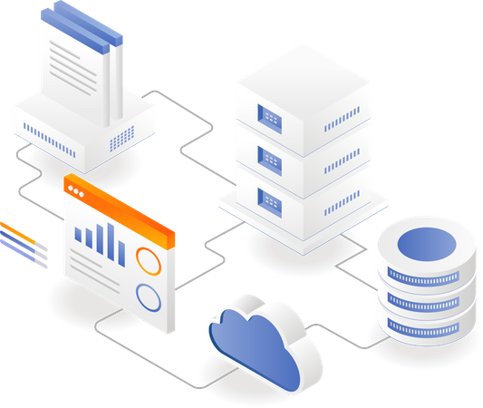 Server analytical pie chart  Illustration