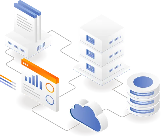 Server analytical pie chart  Illustration