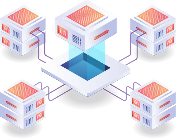 Server chip network  Illustration