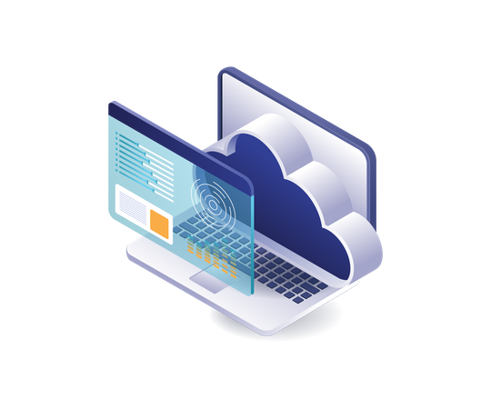 Server computer cloud analysis  Illustration