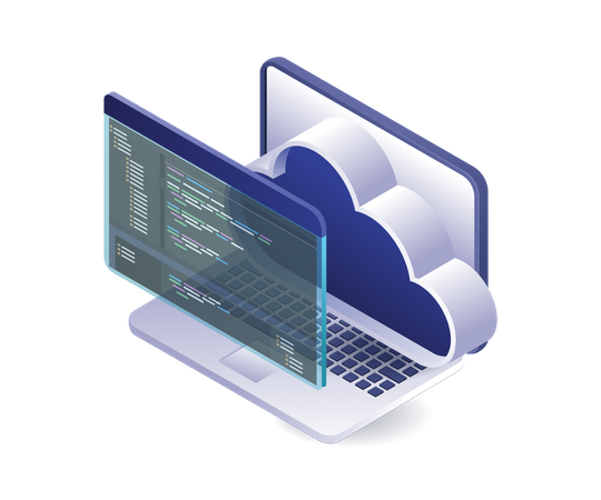 Server computer cloud programming language analysis Illustration